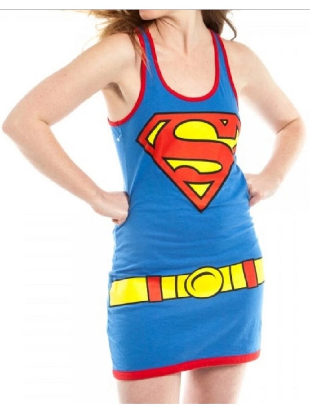 Licensed DC Comics Supergirl Juniors XL Racer Tank-Top Costume Superman Shirt